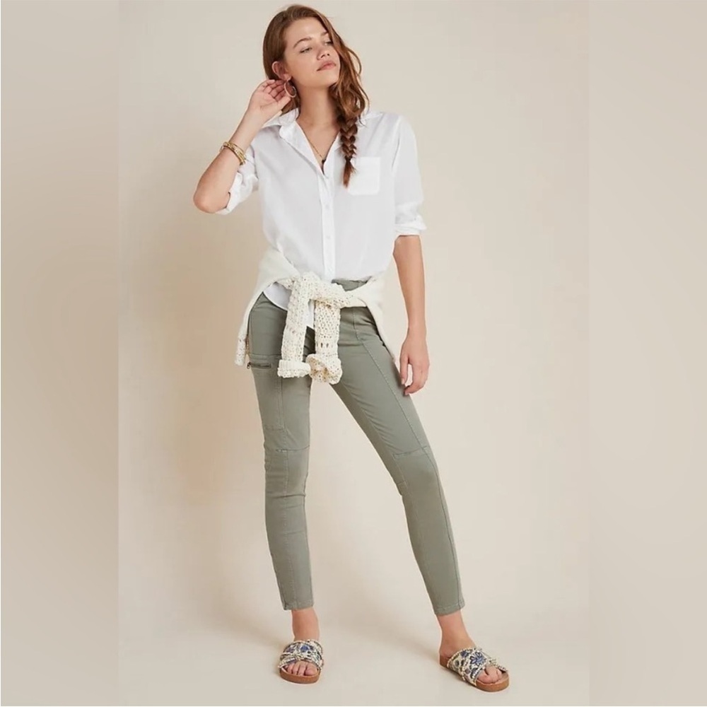 By Anthropologie Jefferson Moto Cargo Pants in a Light Green - Picture 2 of 9